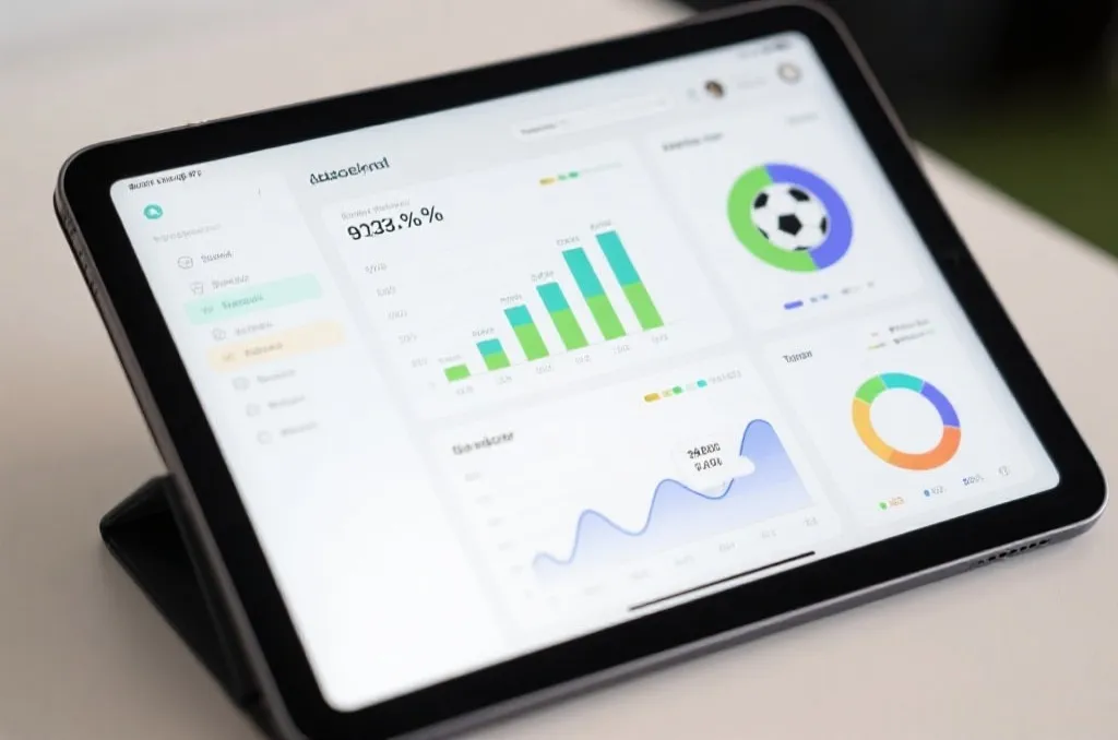Sports analytics dashboard with percentage charts and data visualization